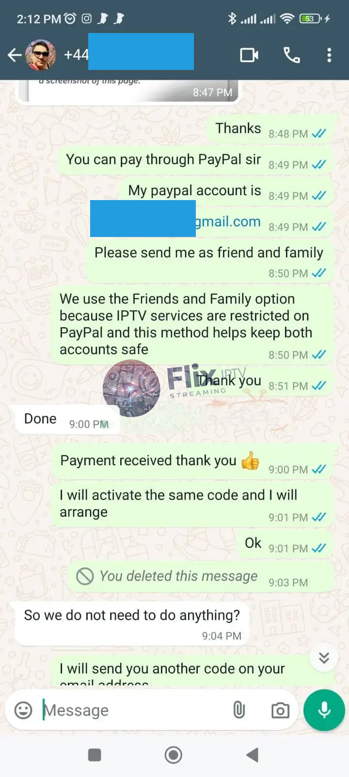 Flix IPTV customer review screenshot 2
