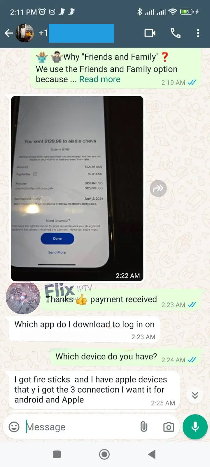 Flix IPTV customer review screenshot 4